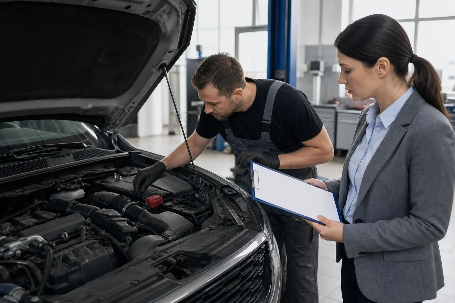 Profissional cadastrando motor de veículo.